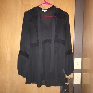 Sheer long sleeve blouse